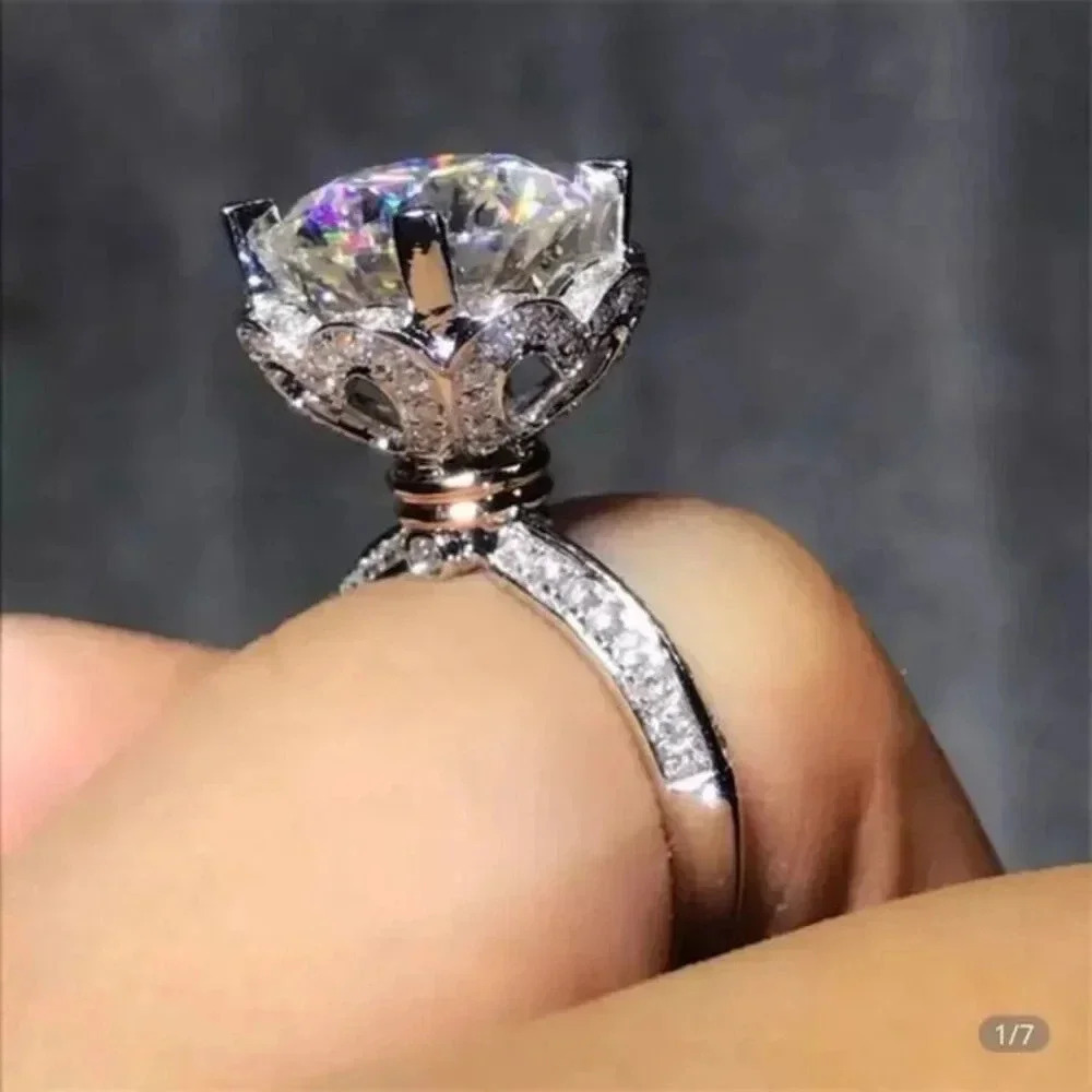 100% Soild 925 Sterling Silver ring zEngagement Wedding Band Ring NWBOX